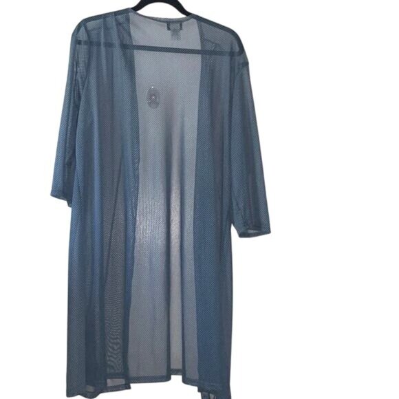 One More Thyme Womens Sheer Blue Duster Cardigan Size 2X - Picture 7 of 9
